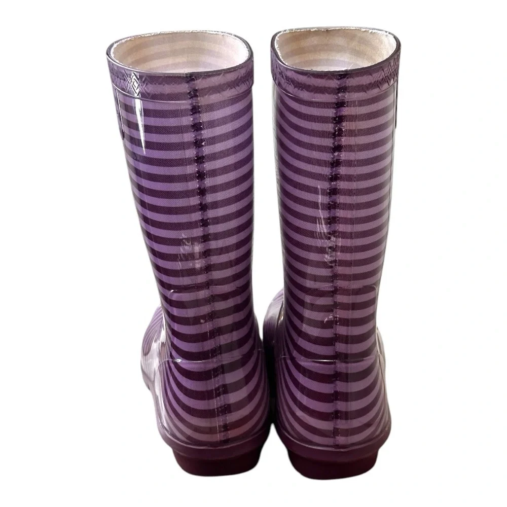 UGG size 6 Raana purple and black striped‎ Rain boots